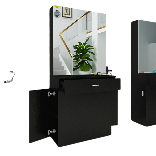 Wall-Mounted Salon Mirror Station